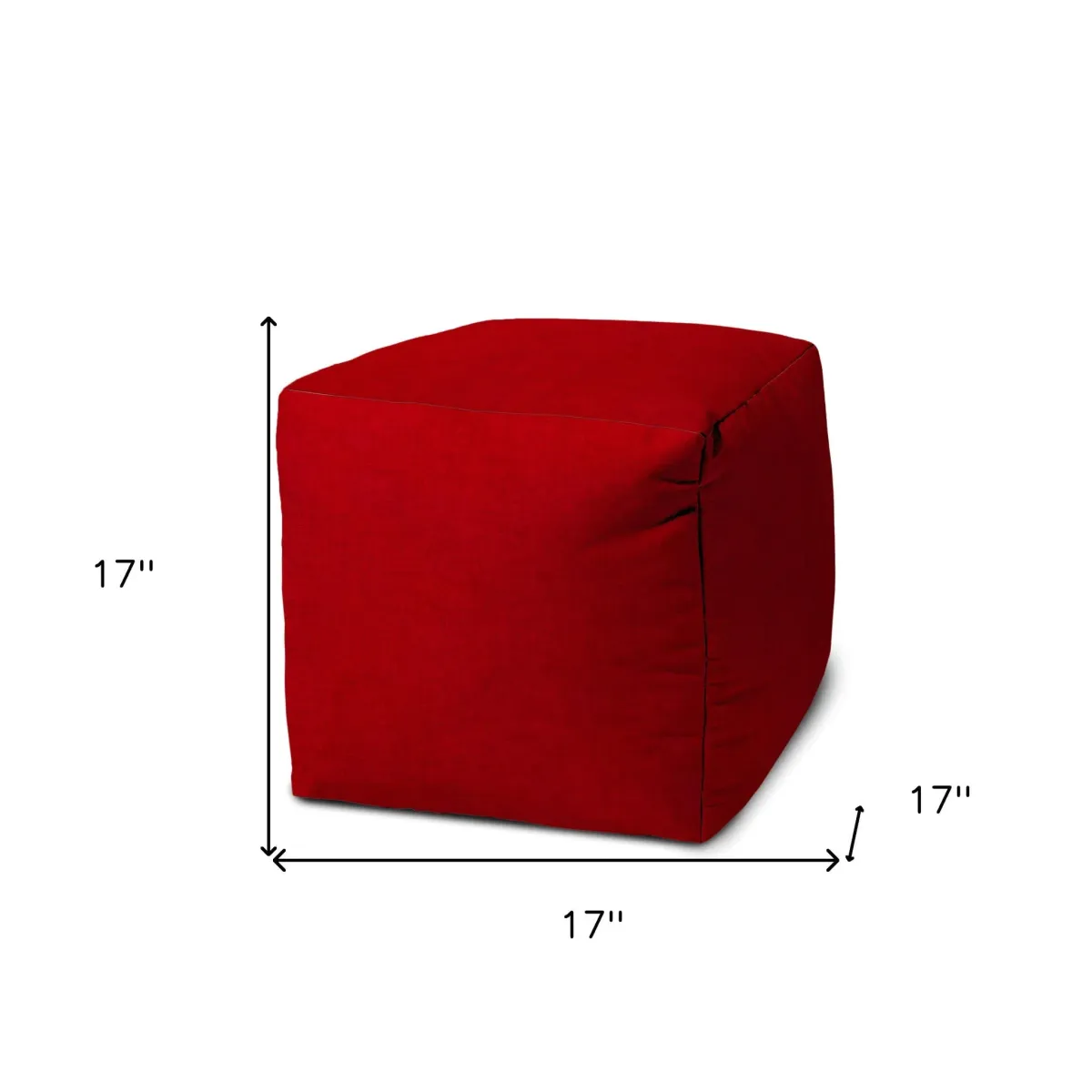 Polyester Cube Indoor / Outdoor Pouf Ottoman - Red