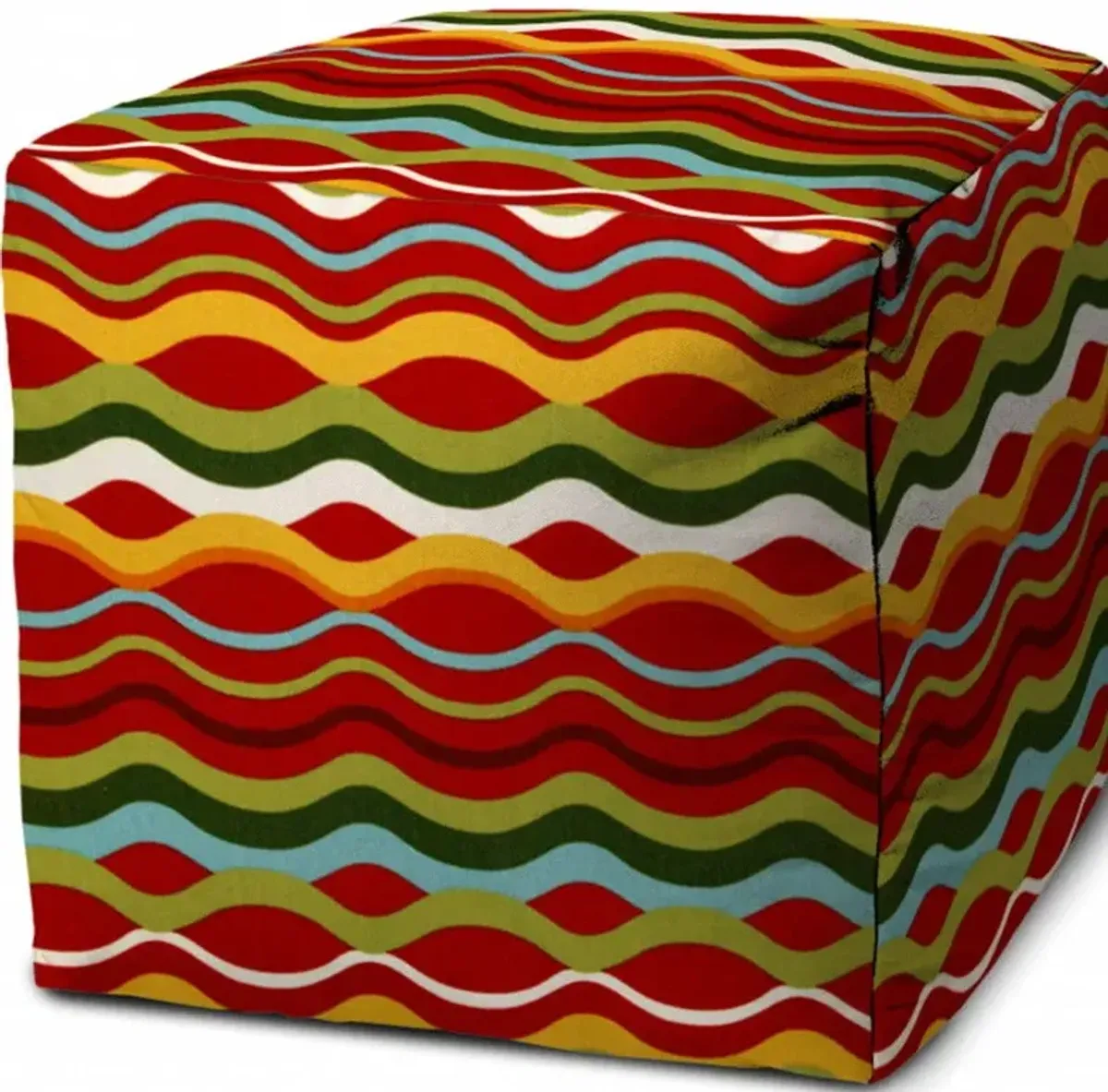 Cube Indoor Outdoor Pouf Ottoman - Red