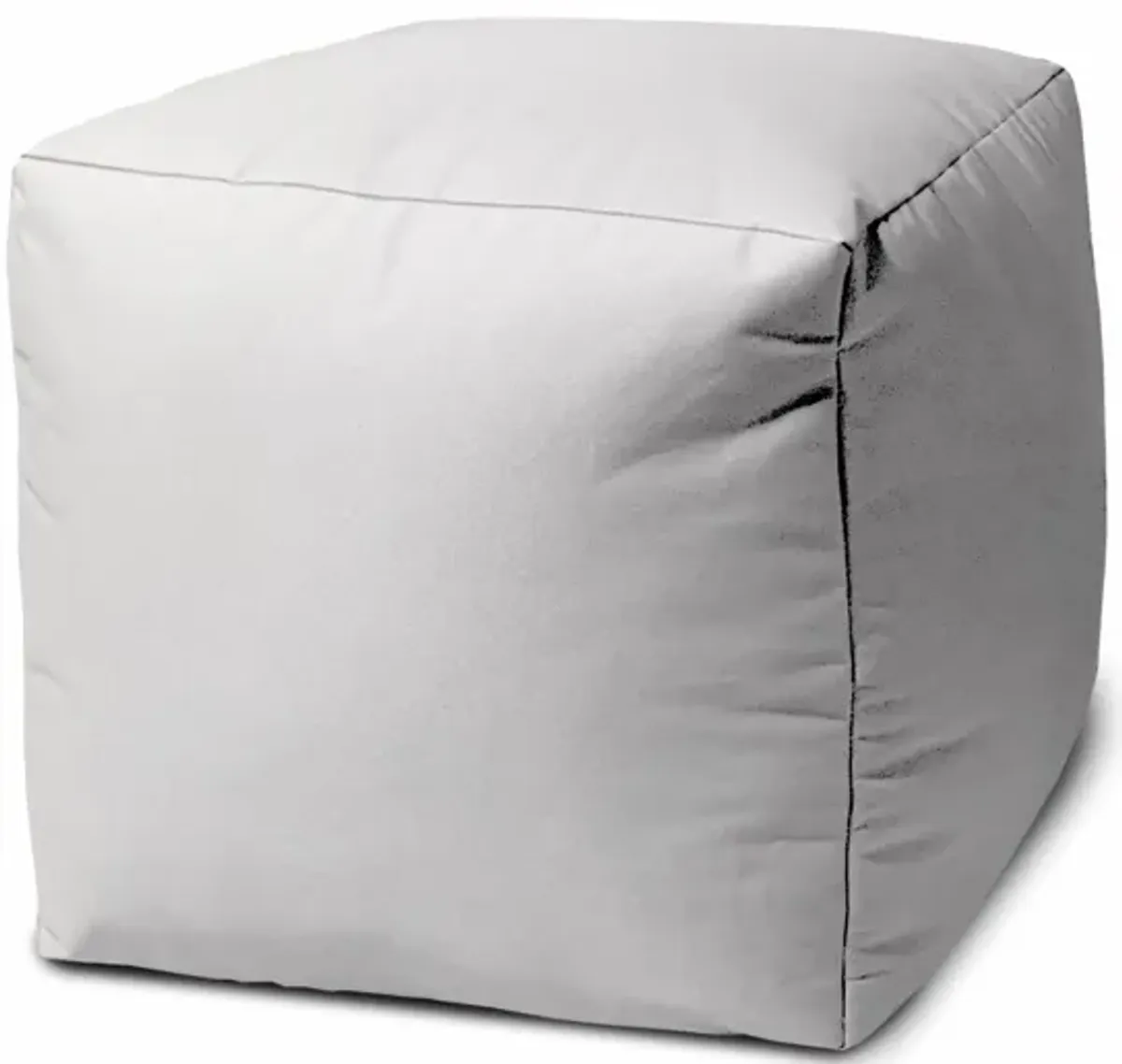 Cool Crisp Solid Color Indoor Outdoor Pouf Cover - White