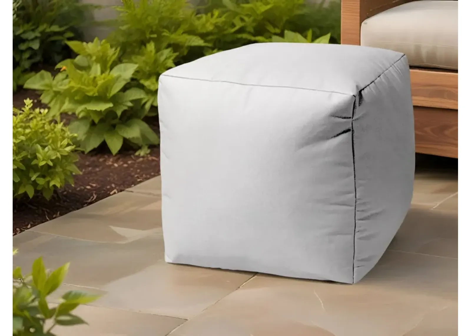 Cool Crisp Solid Color Indoor Outdoor Pouf Cover - White