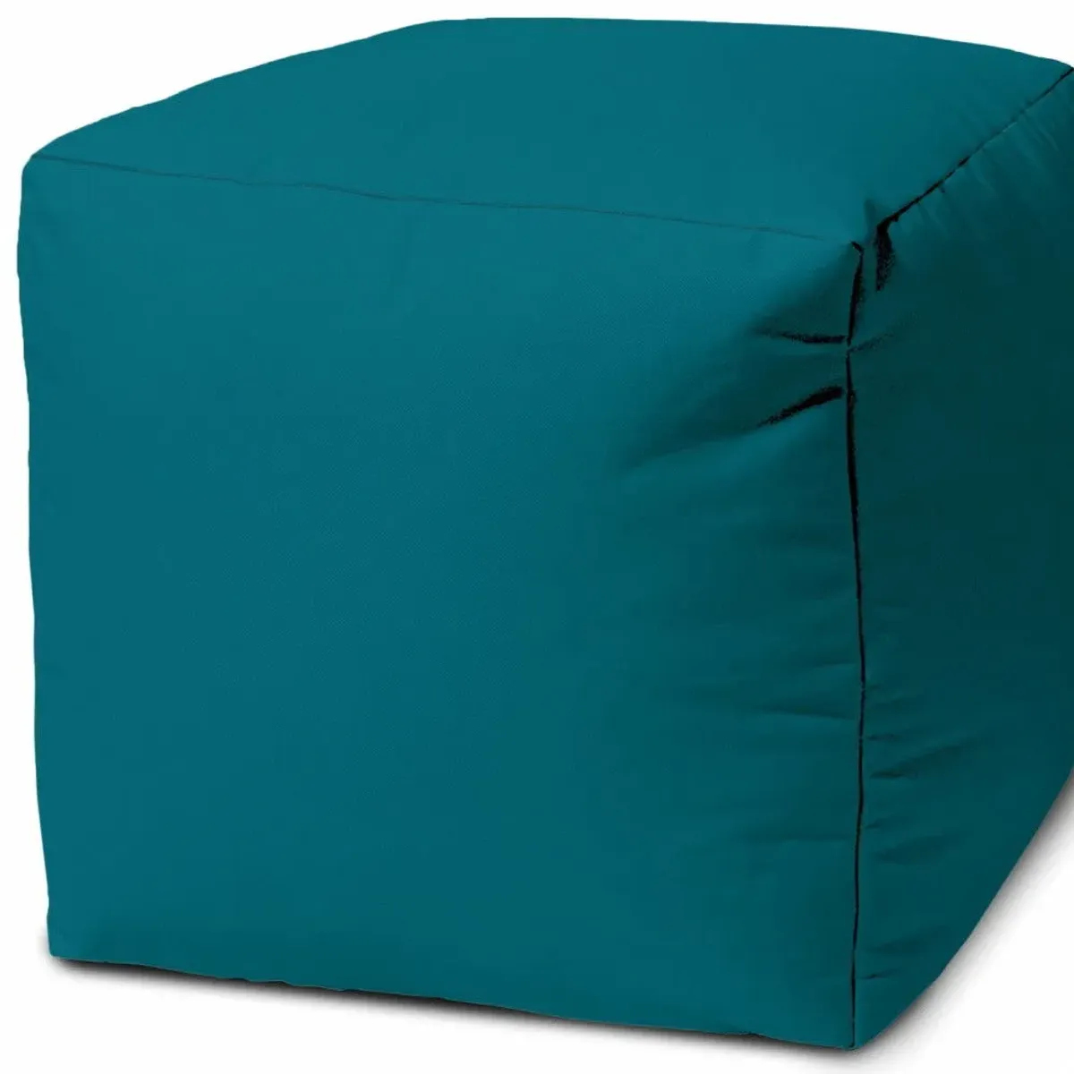 Cool Solid Color Indoor Outdoor Pouf Cover - Dark Teal