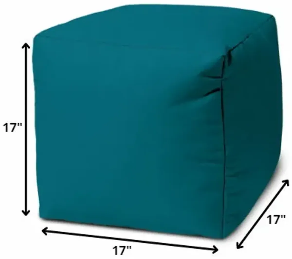 Cool Solid Color Indoor Outdoor Pouf Cover - Dark Teal