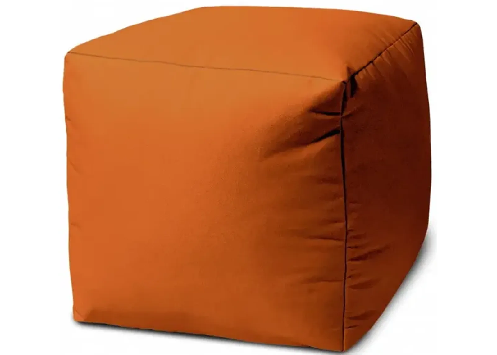 Cool Solid Color Indoor Outdoor Pouf Cover - Orange