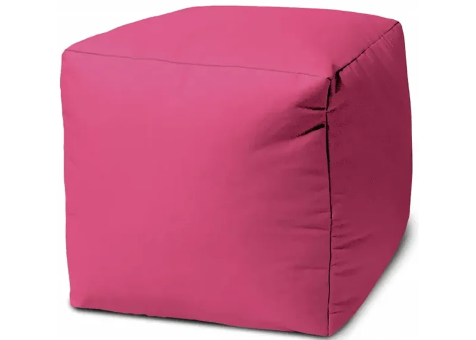 Cool Bright Solid Color Indoor Outdoor Pouf Cover - Hot Pink