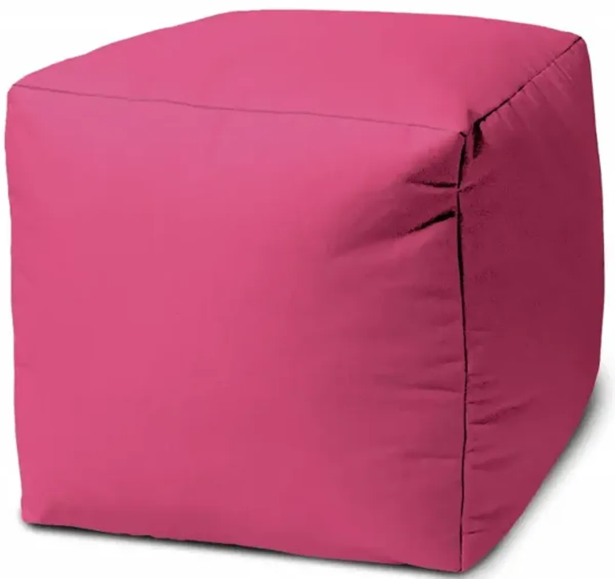 Cool Bright Solid Color Indoor Outdoor Pouf Cover - Hot Pink