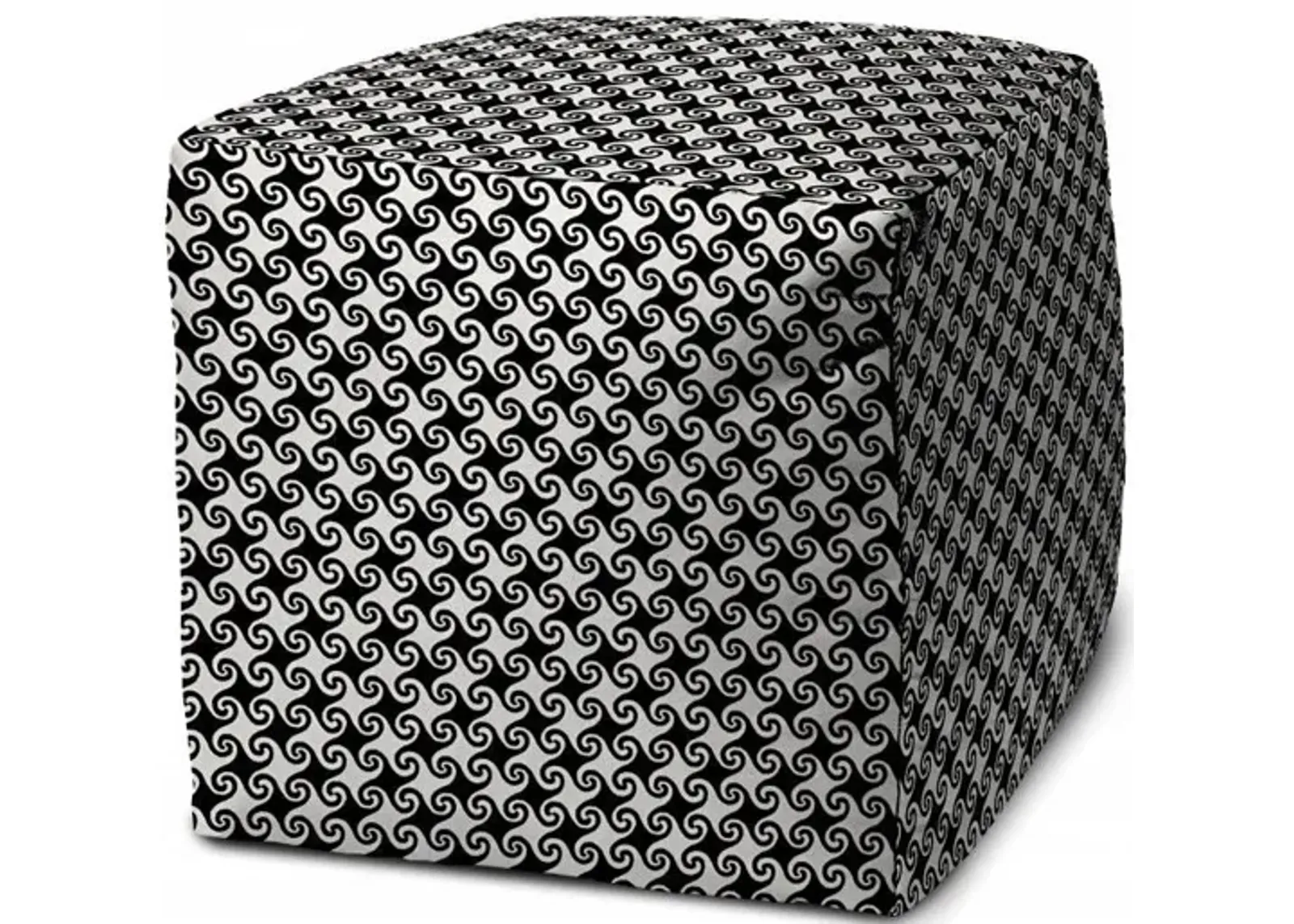 Cube Geometric Indoor Outdoor Pouf Cover - Black / White