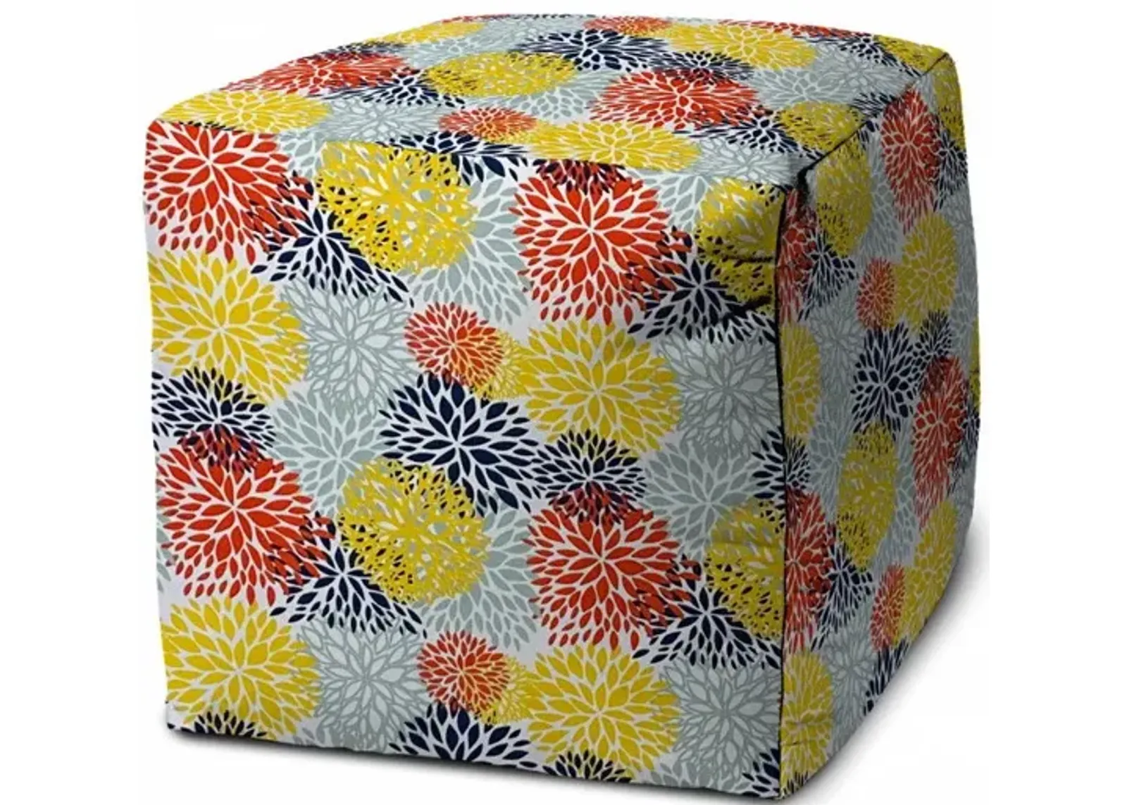 Cube Floral Indoor / Outdoor Pouf Cover - Green