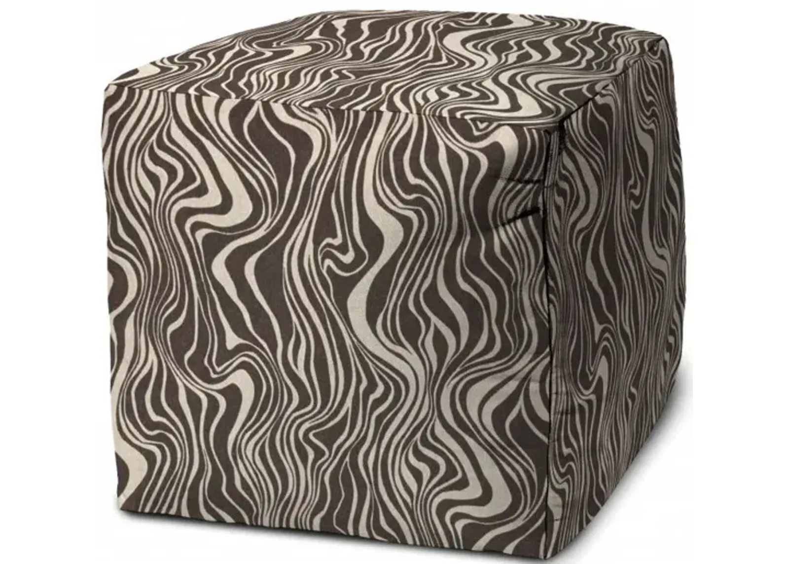 Cube Abstract Indoor Outdoor Pouf Cover - Brown