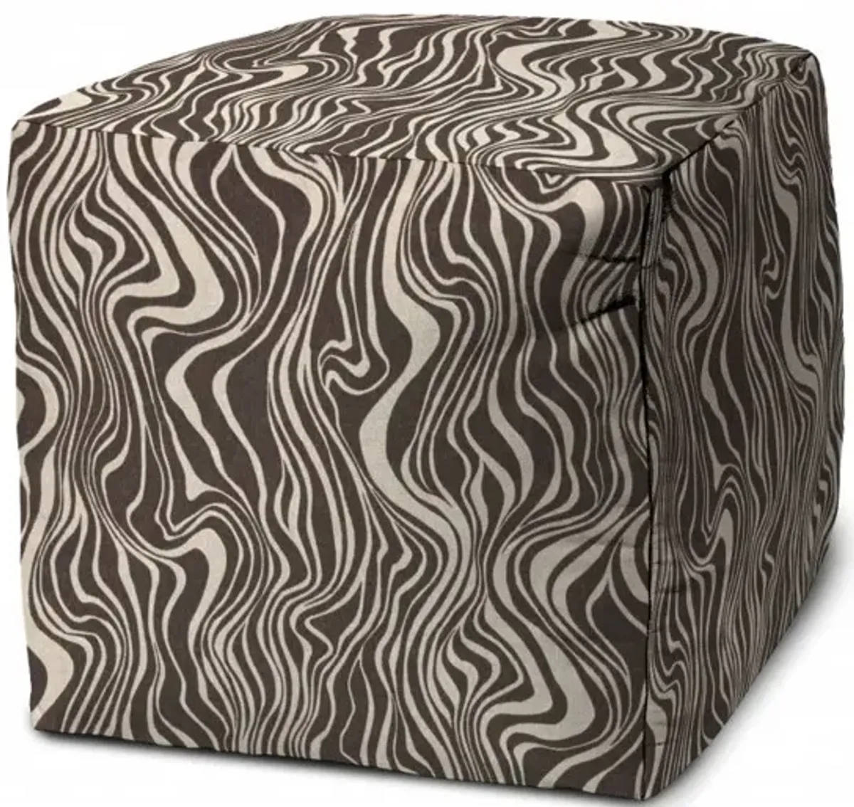 Cube Abstract Indoor Outdoor Pouf Cover - Brown