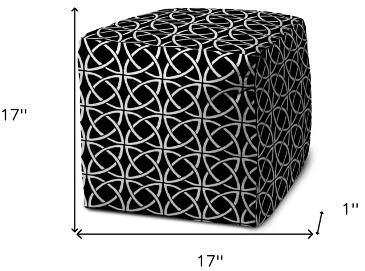 Cube Geometric Indoor / Outdoor Pouf Cover - Black