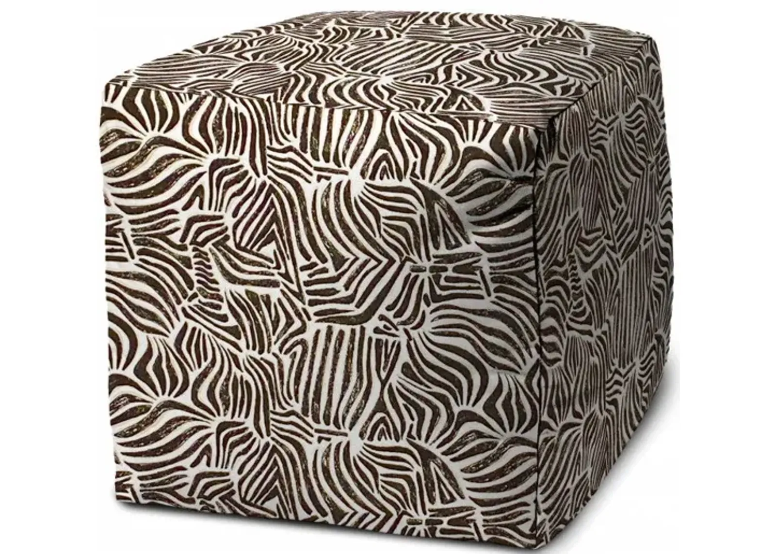 Cube Abstract Indoor Outdoor Pouf Cover - Black