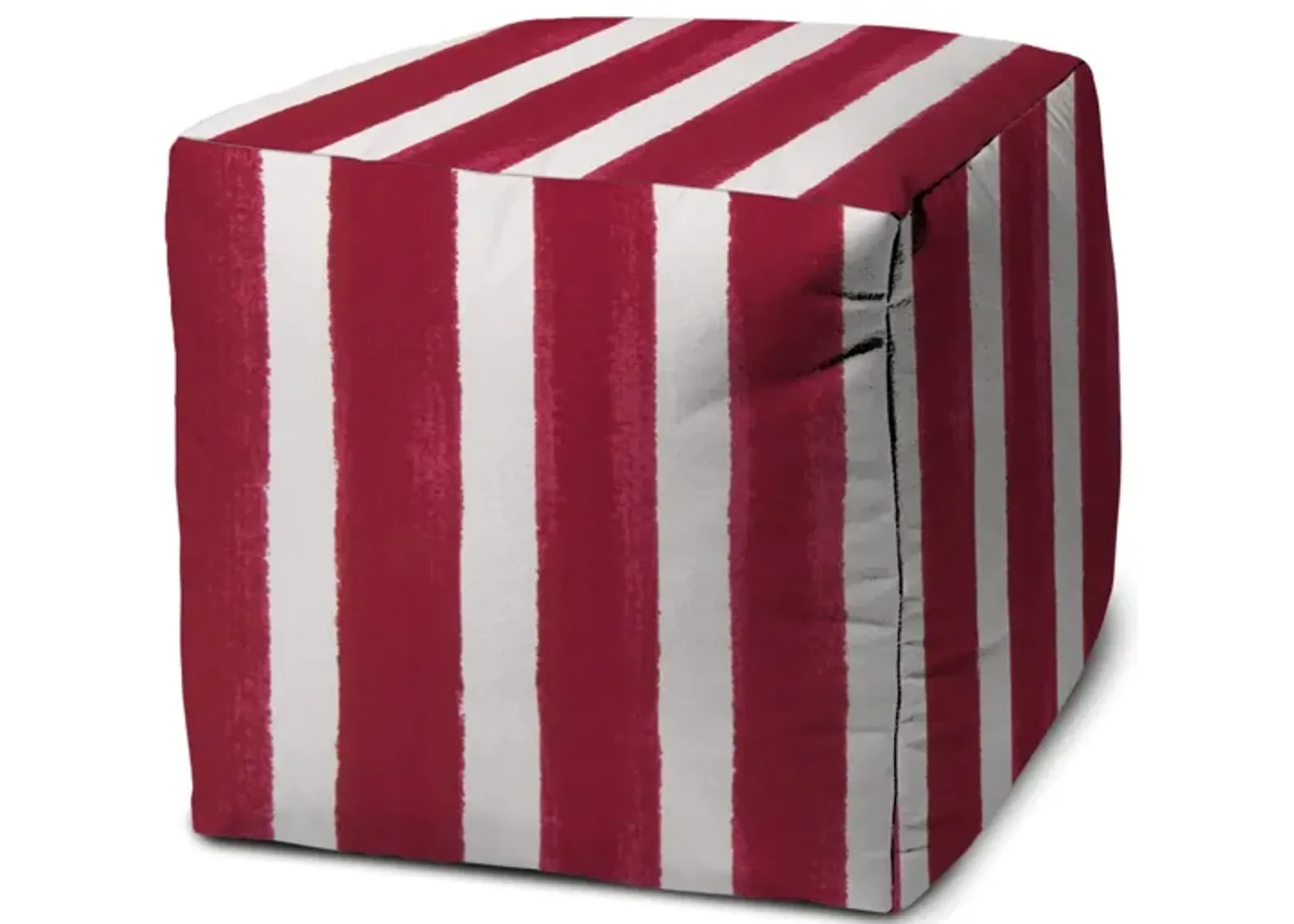 Cube Striped Indoor Outdoor Pouf Cover - Pink / White