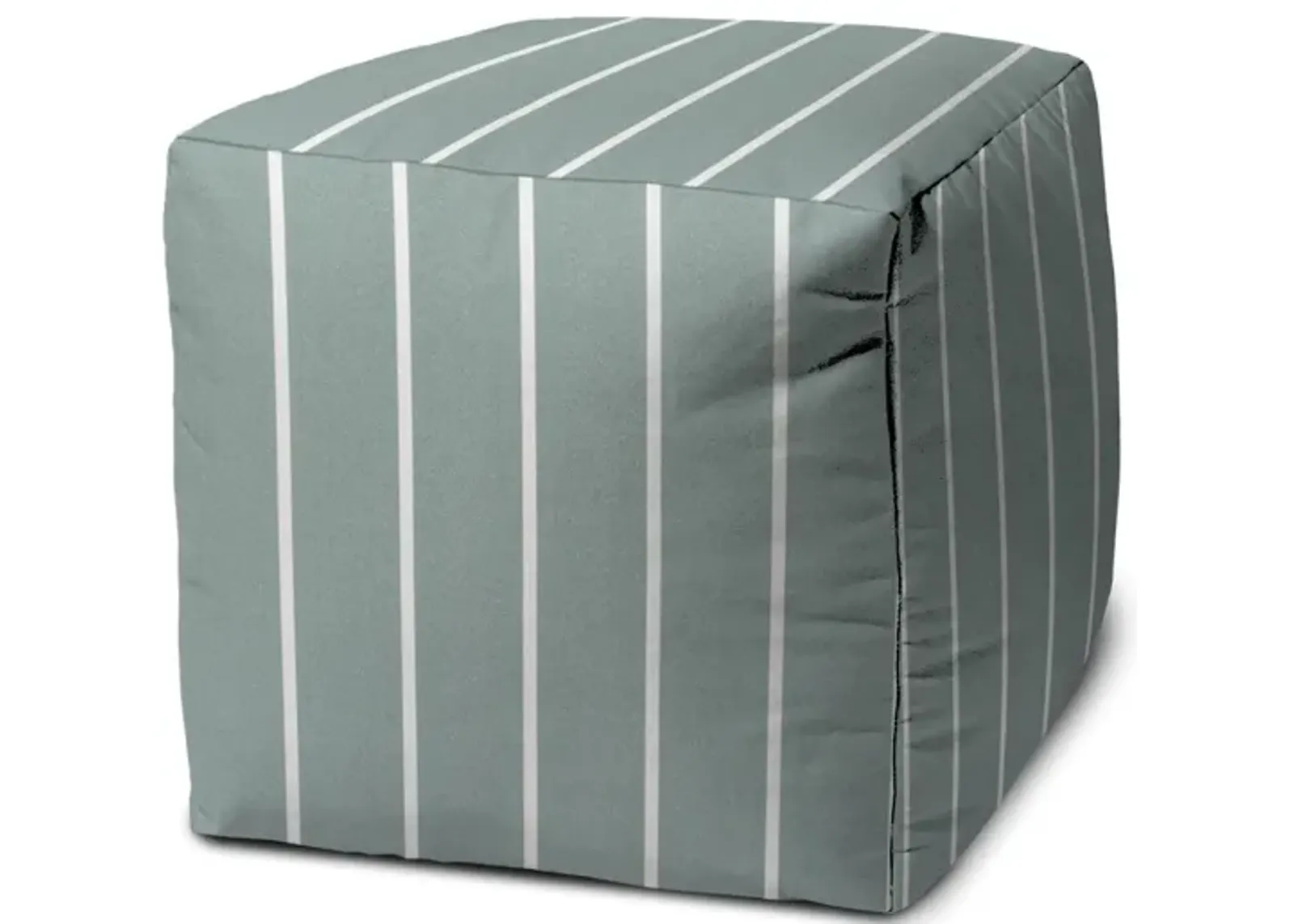 Cube Striped Indoor Outdoor Pouf Cover - Blue