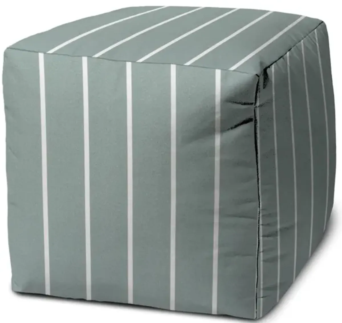 Cube Striped Indoor Outdoor Pouf Cover - Blue