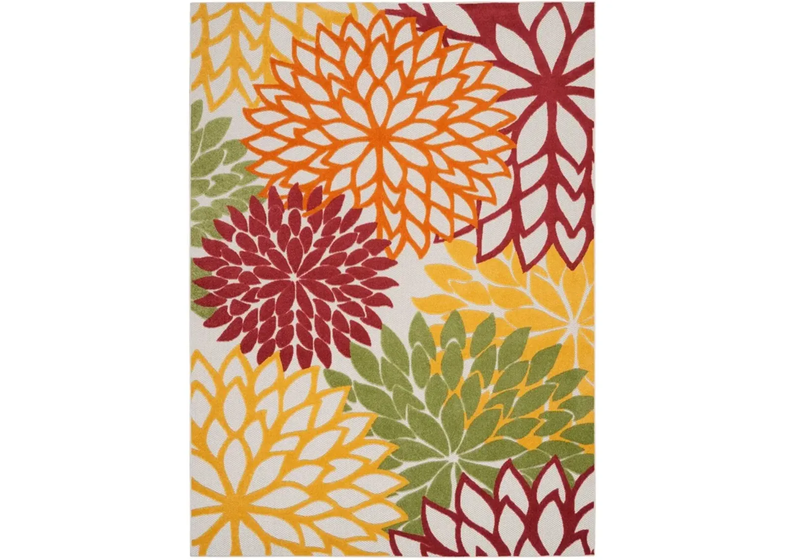 10' X 13' Floral Non Skid Indoor / Outdoor Area Rug - Red