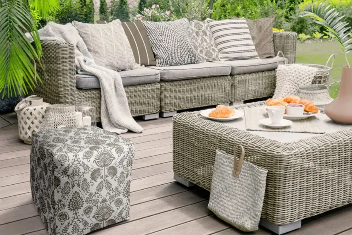 Cube Indoor / Outdoor Pouf Cover - Taupe