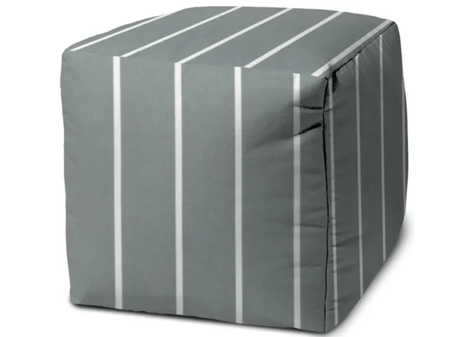 Cube Striped Indoor Outdoor Pouf Cover - Gray