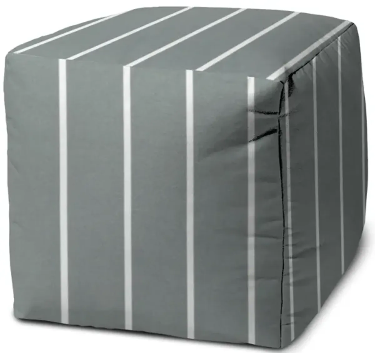 Cube Striped Indoor Outdoor Pouf Cover - Gray