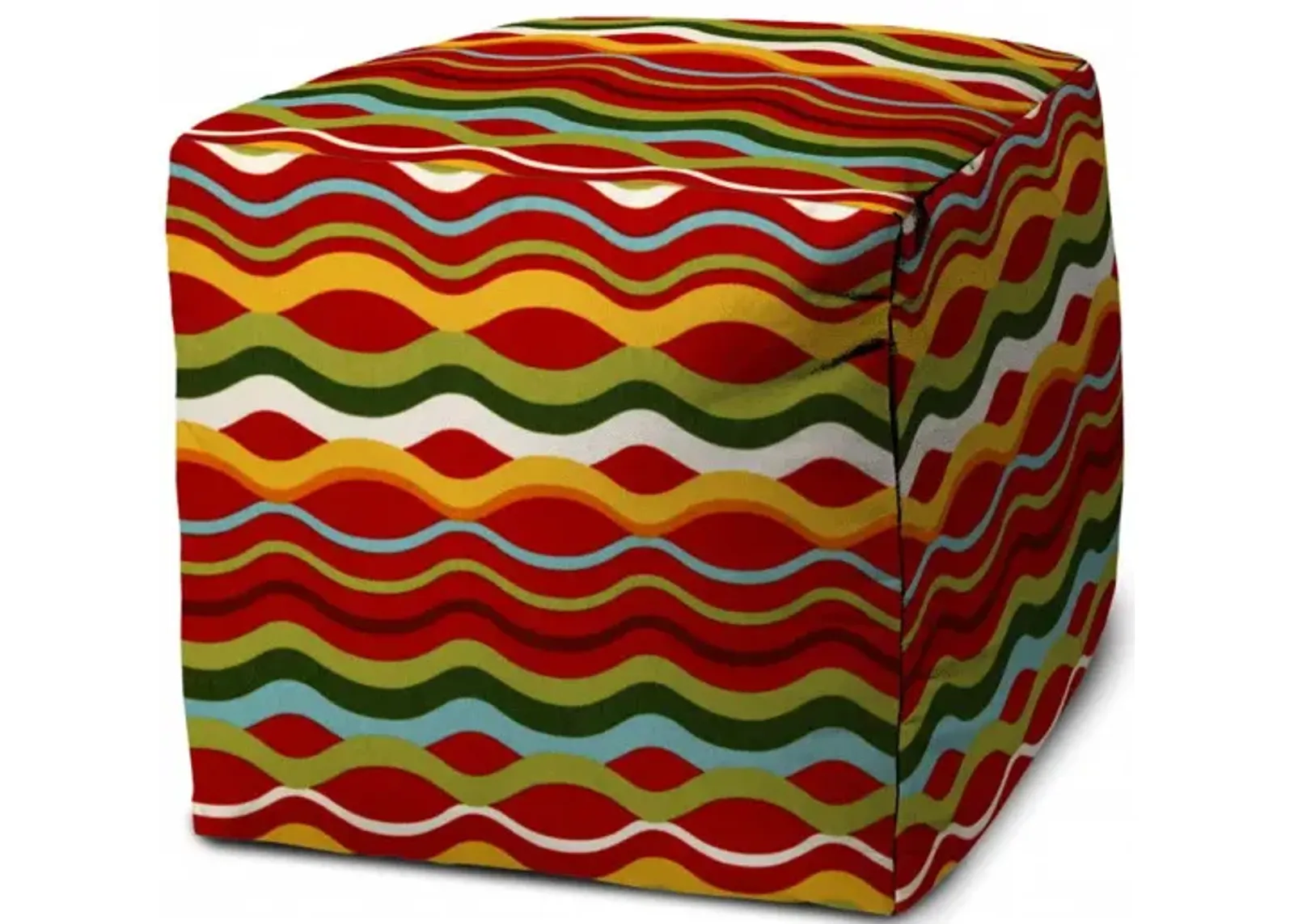 Polyester Cube Indoor Outdoor Pouf Cover - Red