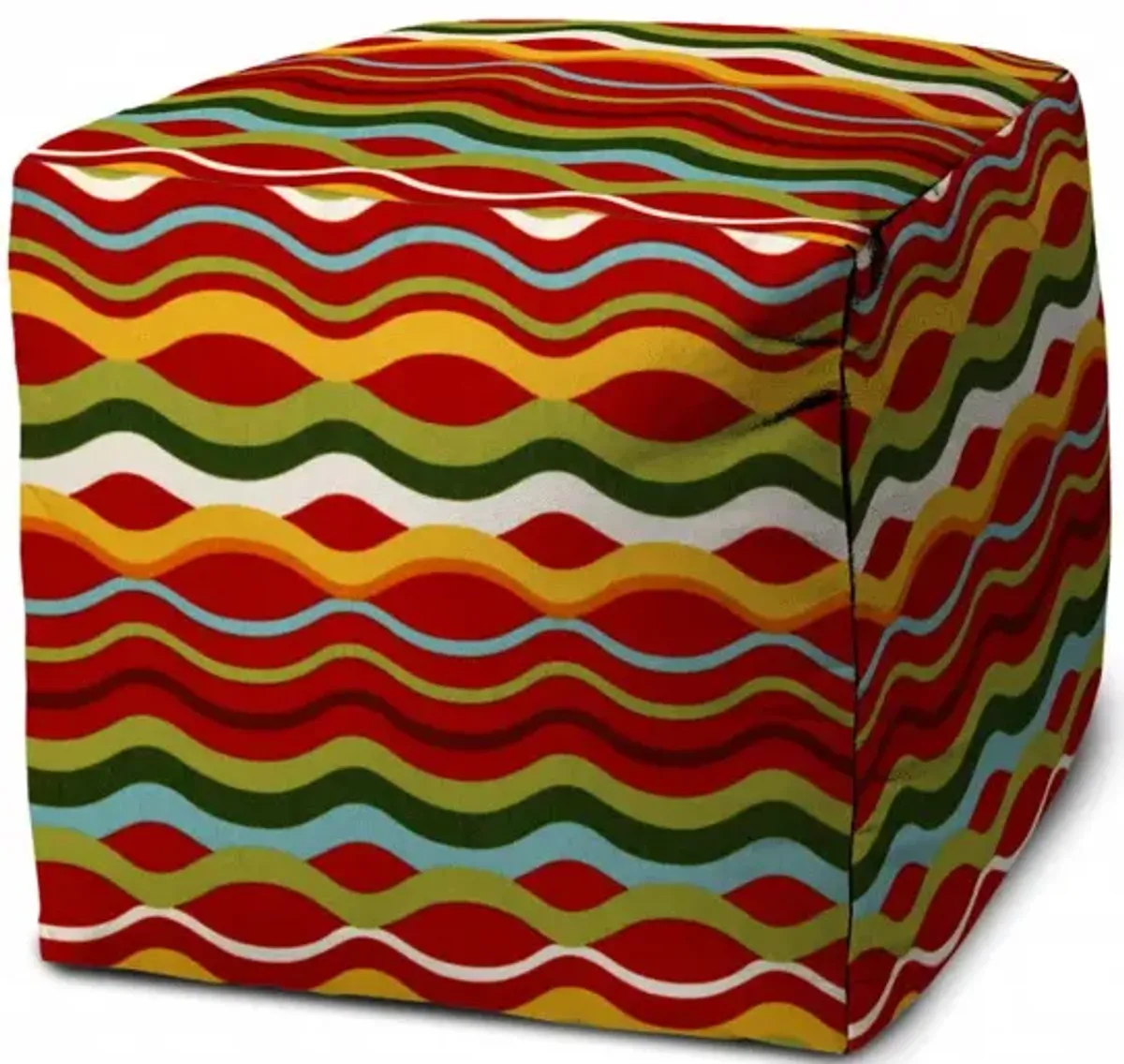 Polyester Cube Indoor Outdoor Pouf Cover - Red