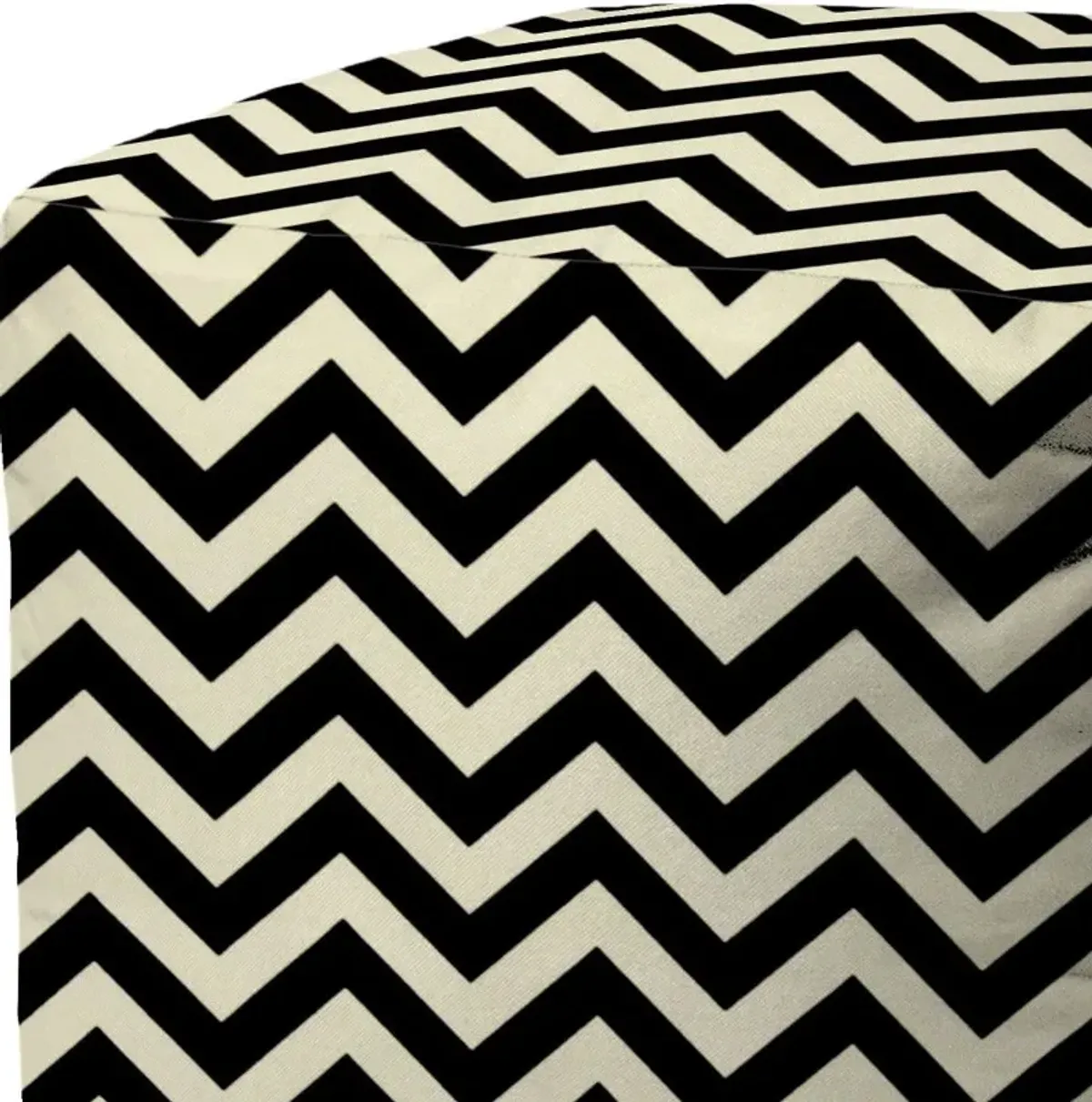 Cube Chevron Indoor Outdoor Pouf Cover - Black / White