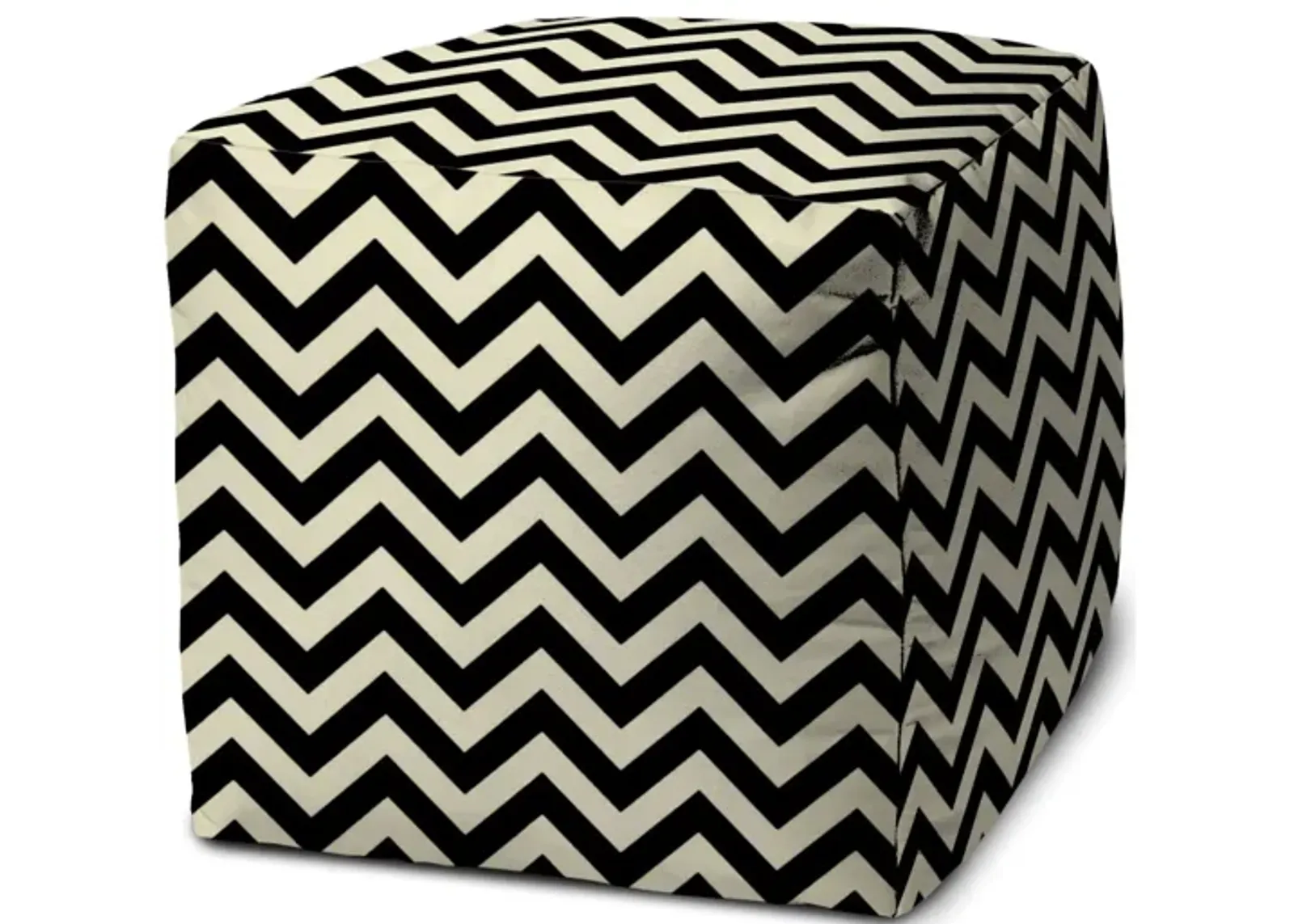 Cube Chevron Indoor Outdoor Pouf Cover - Black / White