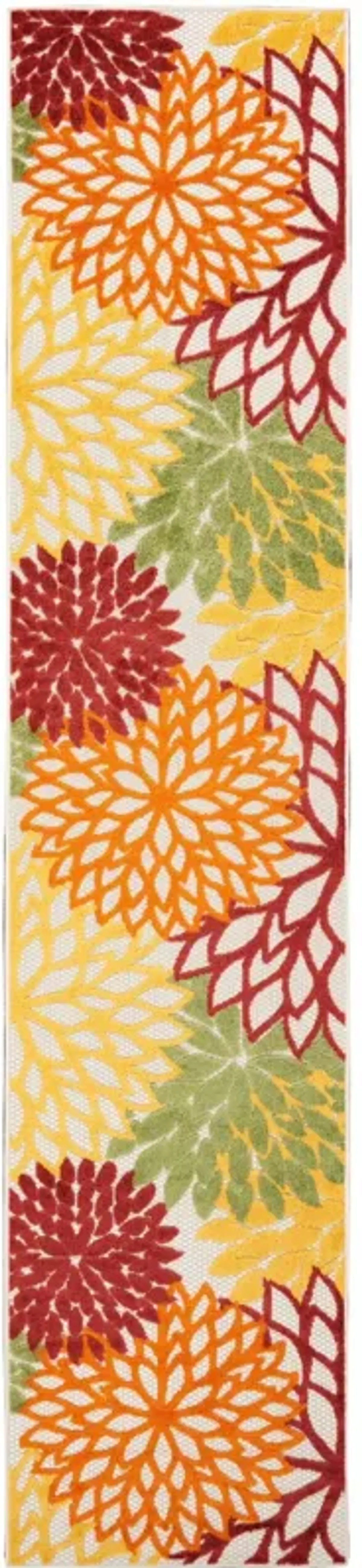 2' X 10' Floral Non Skid Runner Rug - Red