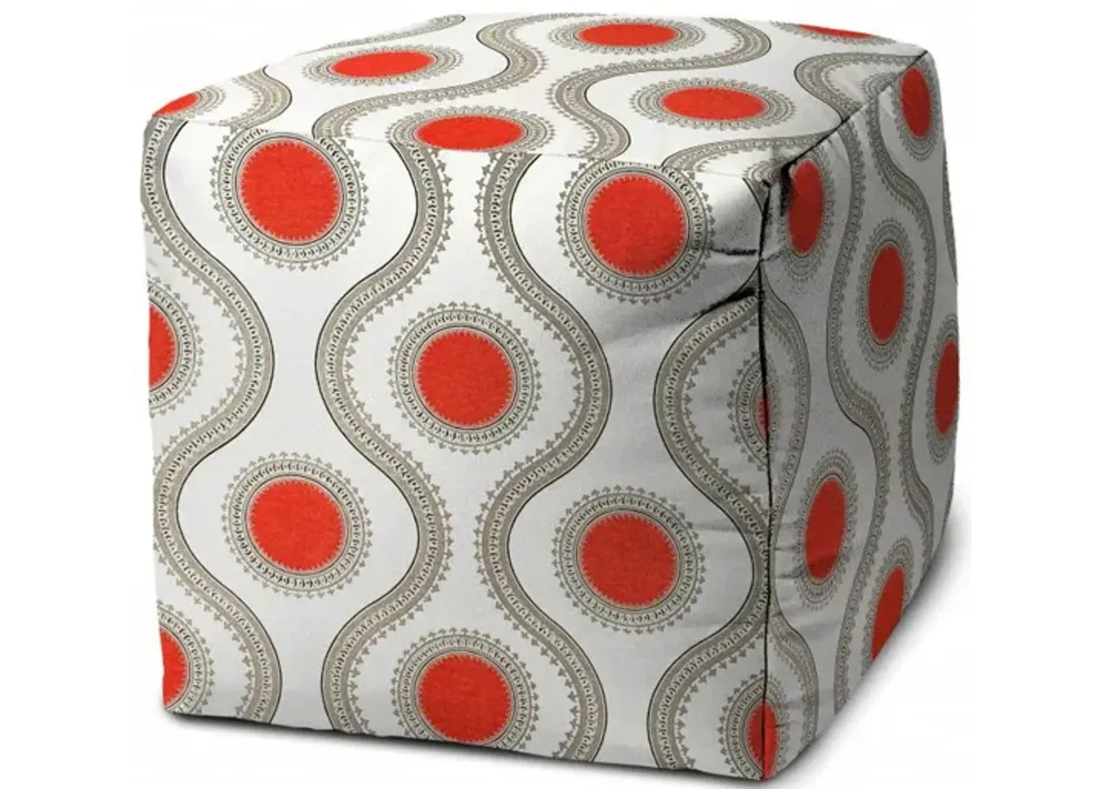 Cube Geometric Indoor Outdoor Pouf Cover - Gray