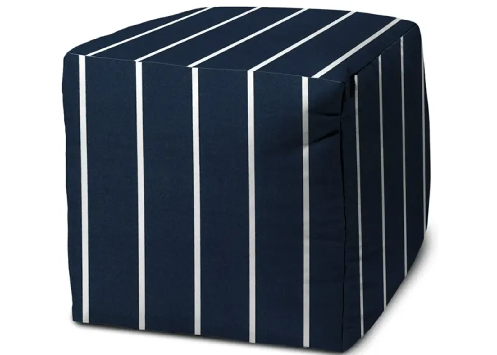 Cube Striped Indoor / Outdoor Pouf Cover - Blue