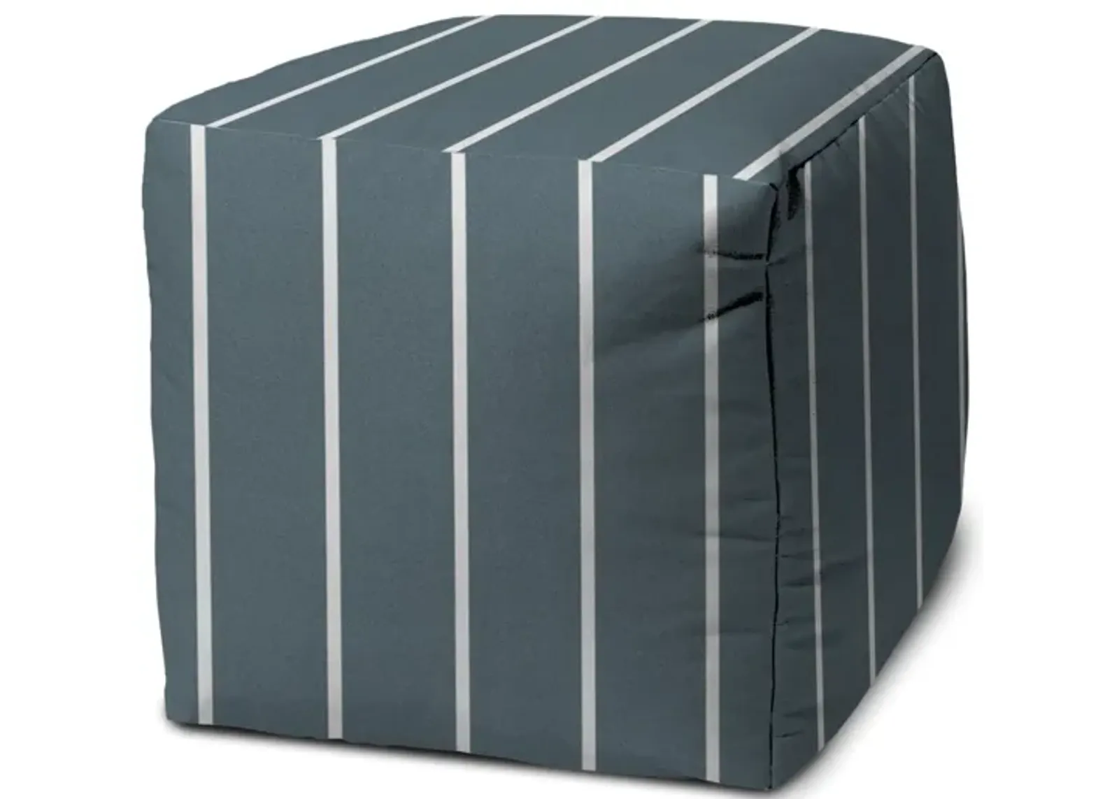 Cube Striped, Indoor Outdoor Pouf Cover - Blue