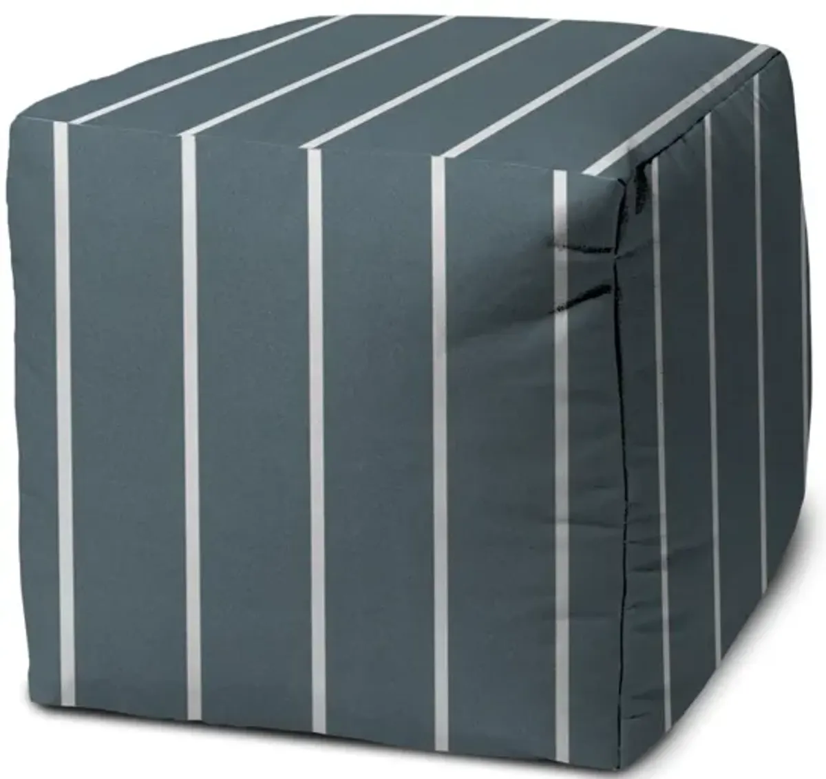 Cube Striped, Indoor Outdoor Pouf Cover - Blue