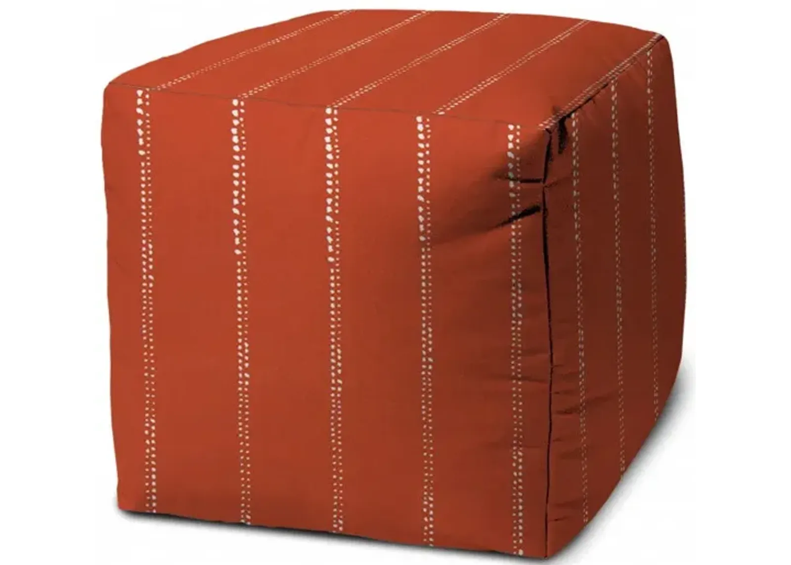 Cube Striped Indoor Outdoor Pouf Cover - Orange