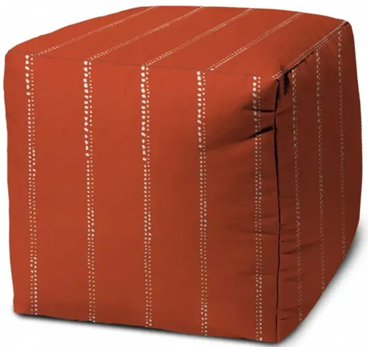 Cube Striped Indoor Outdoor Pouf Cover - Orange