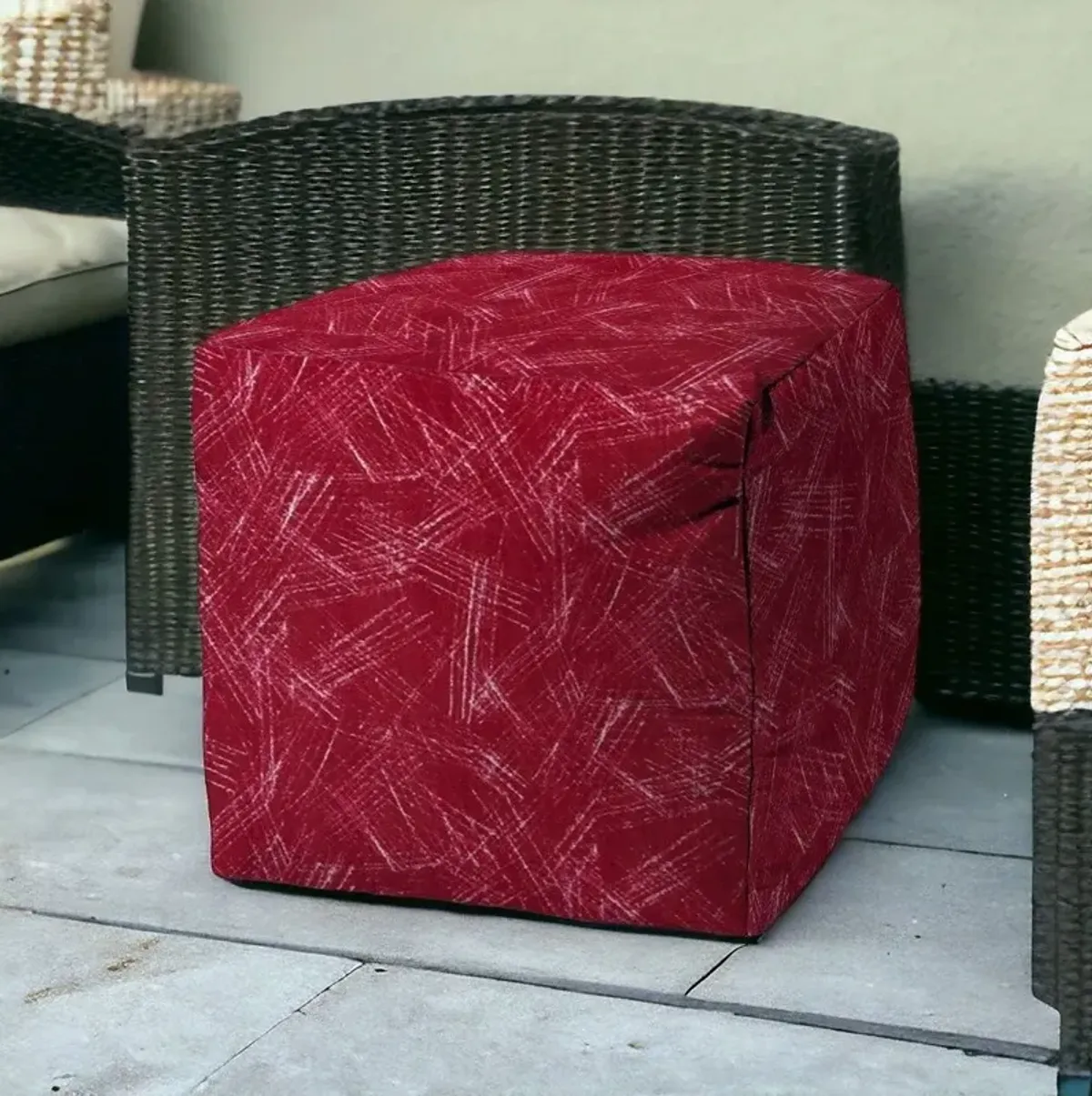 Cube Striped Indoor Outdoor Pouf Cover - Pink