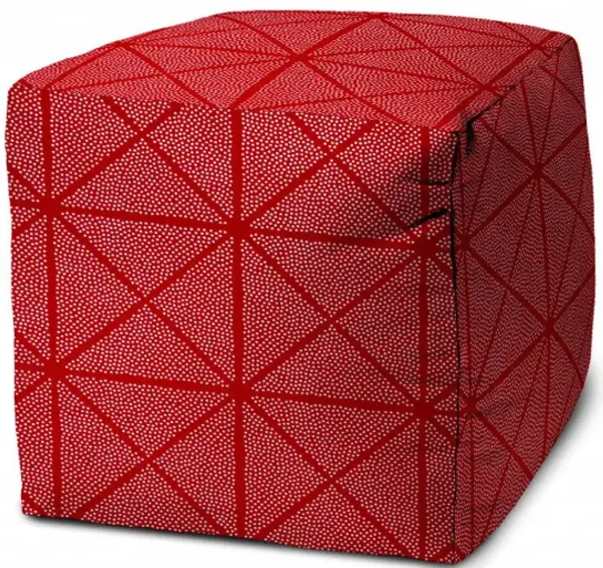 Cube Geometric Indoor Outdoor Pouf Cover - Red