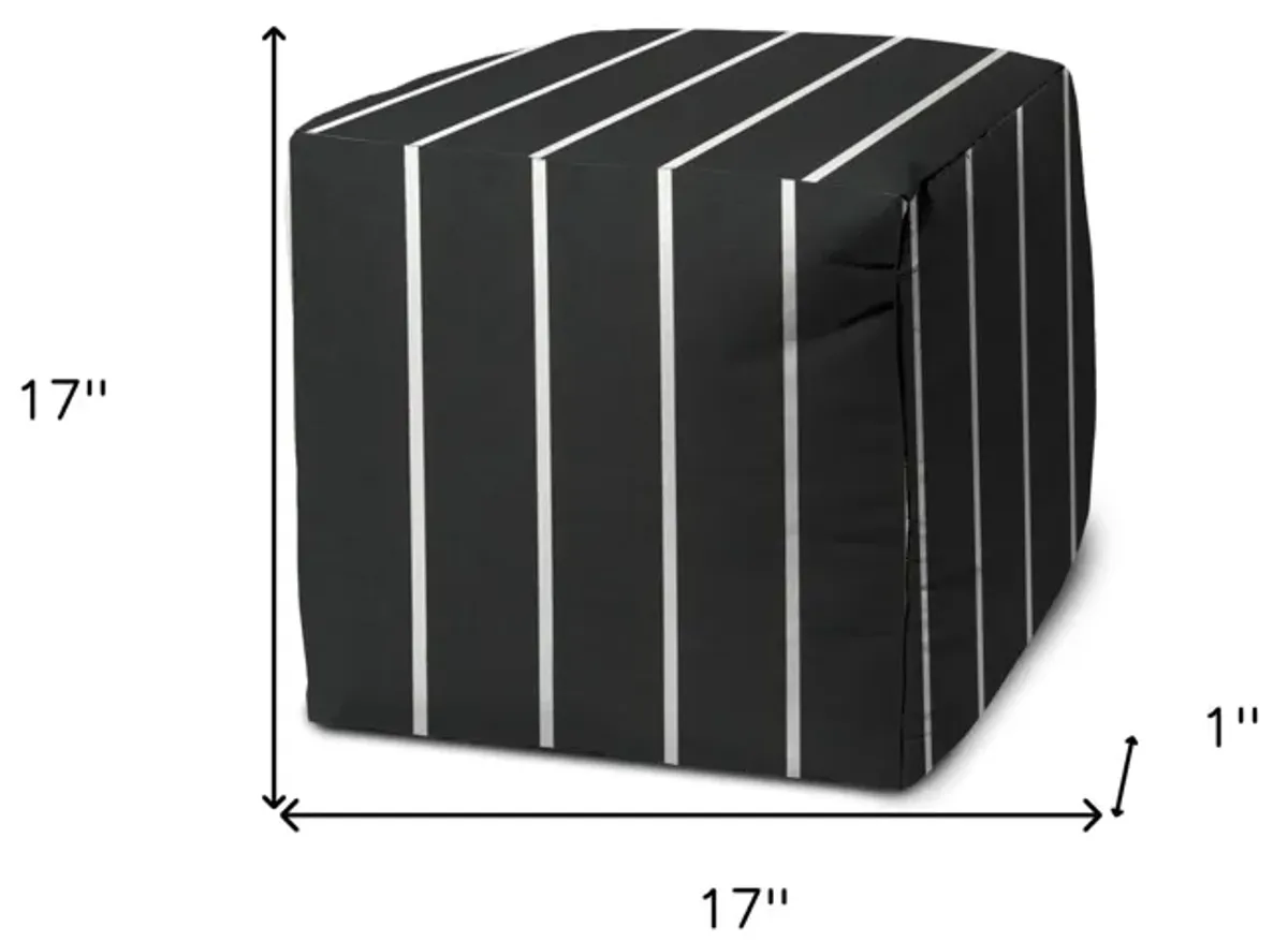 Cube Striped Indoor / Outdoor Pouf Cover - Gray