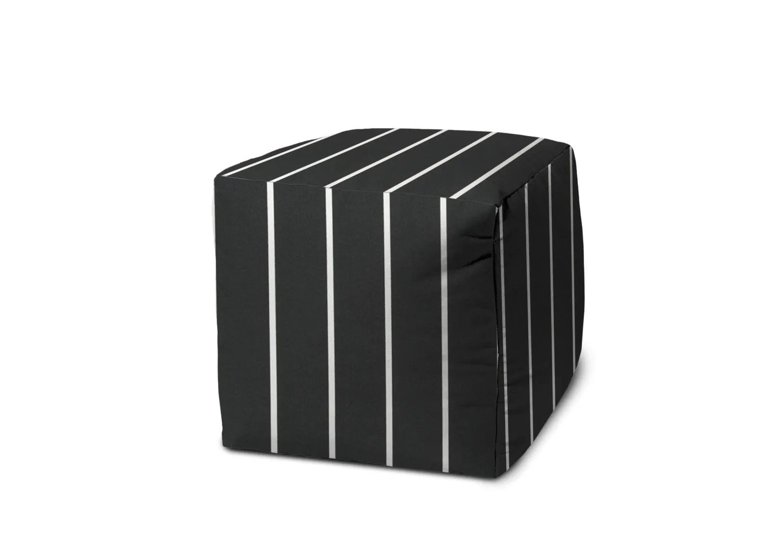 Cube Striped Indoor / Outdoor Pouf Cover - Gray