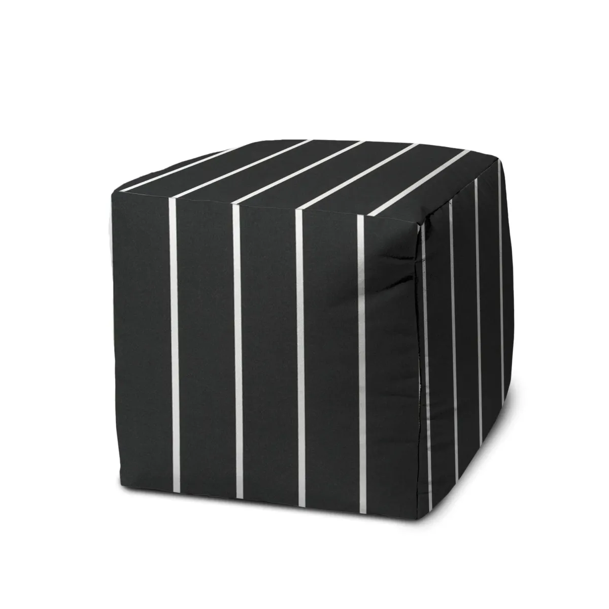 Cube Striped Indoor / Outdoor Pouf Cover - Gray