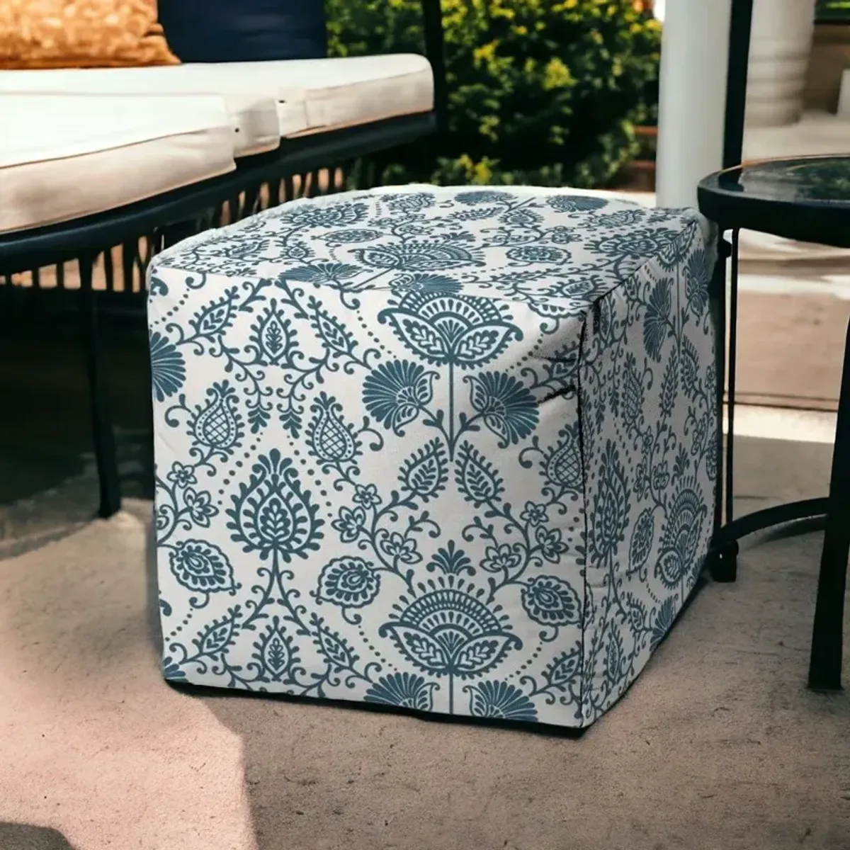 Cube Indoor / Outdoor Pouf Cover - Turquoise