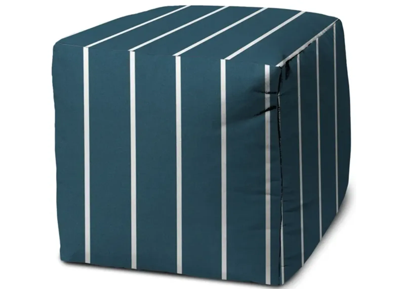 Cube Striped Indoor Outdoor Pouf Cover - Turquoise