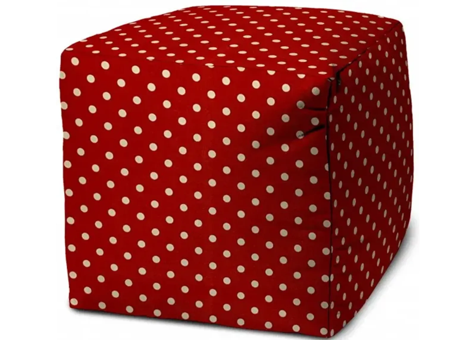 Cube Polka Dots Indoor Outdoor Pouf Cover - Red