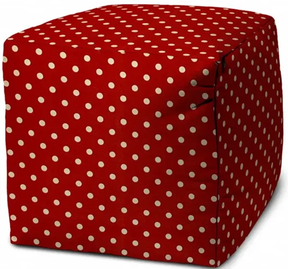 Cube Polka Dots Indoor Outdoor Pouf Cover - Red