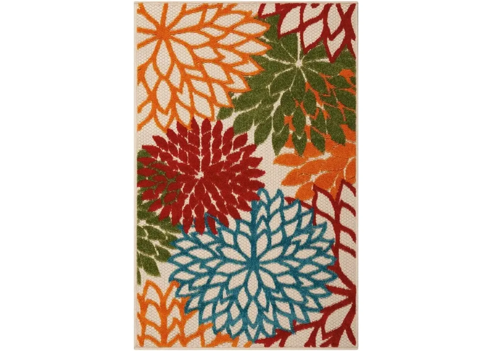 3' X 5' Floral Non Skid Indoor / Outdoor Area Rug - Green