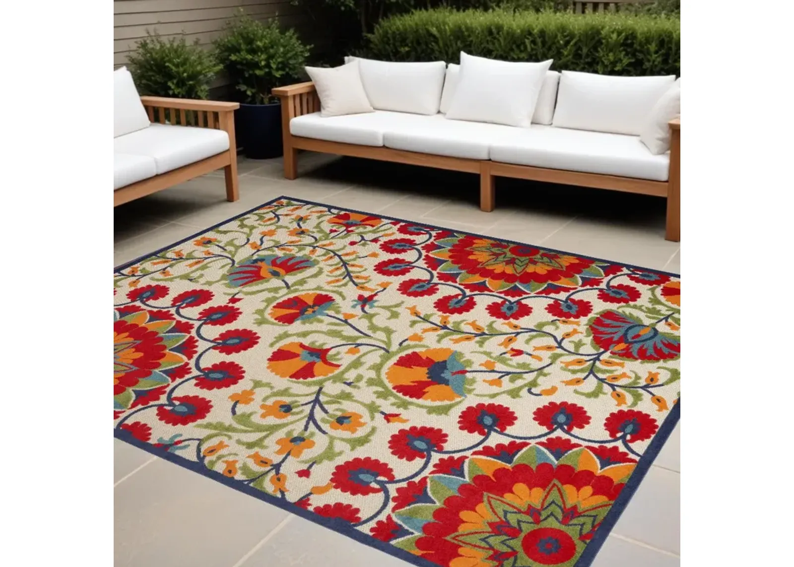 9' X 12' Toile Non Skid Indoor / Outdoor Area Rug - Red