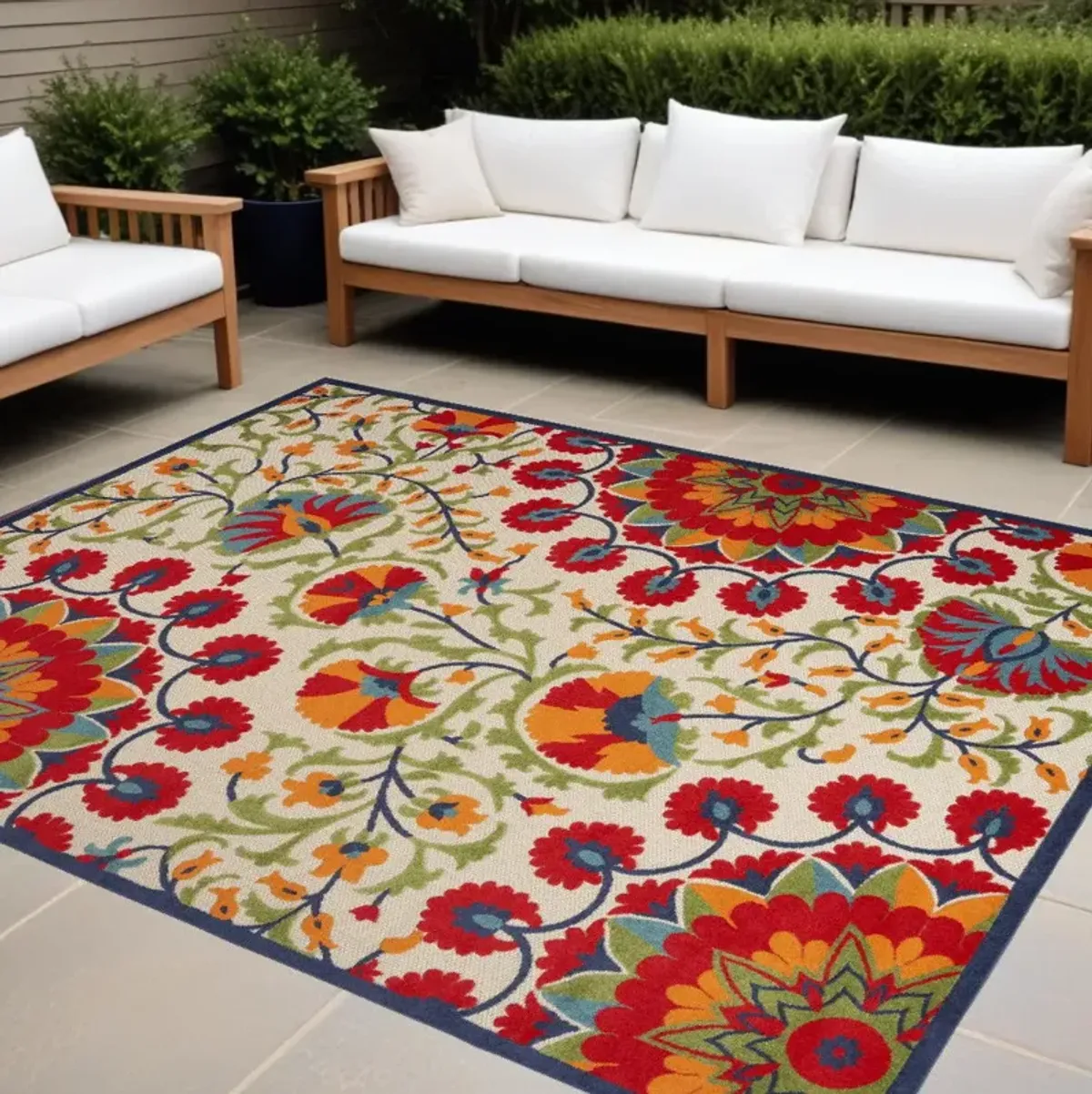 9' X 12' Toile Non Skid Indoor / Outdoor Area Rug - Red