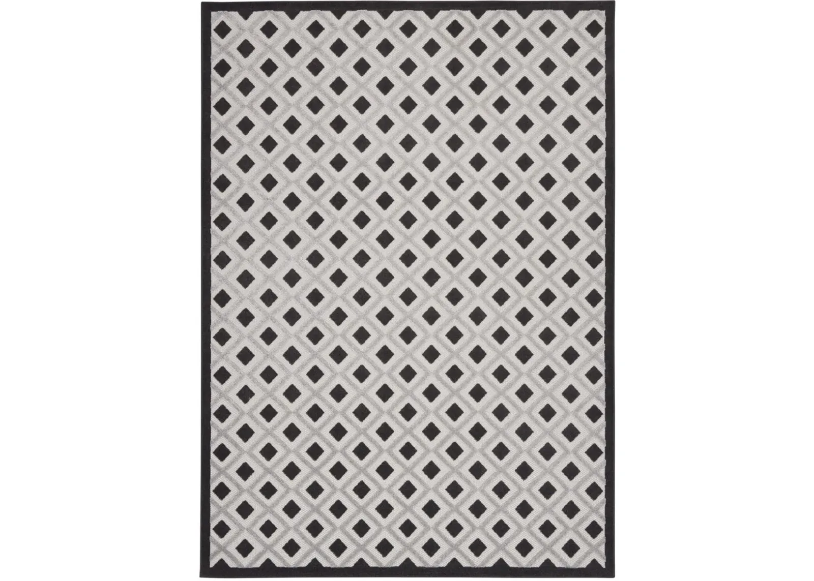 9' X 12' Gingham Non Skid Indoor / Outdoor Area Rug - Black / White