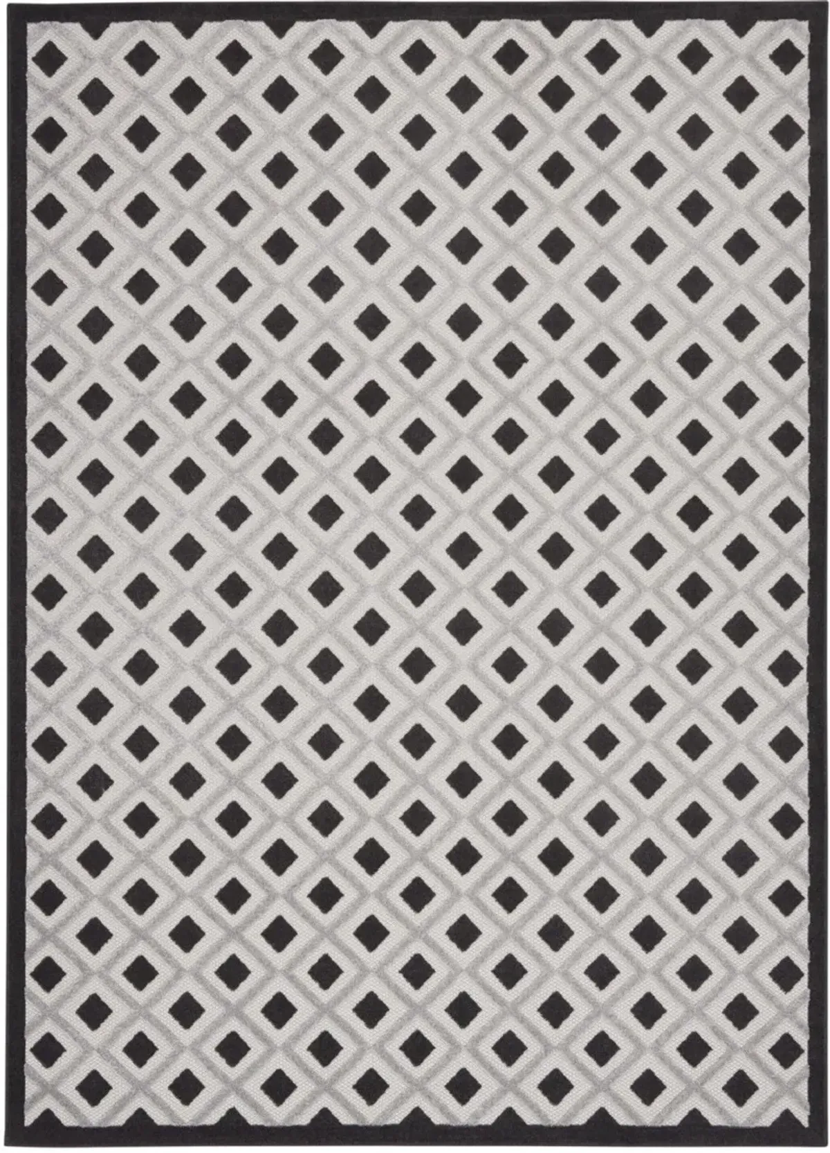 9' X 12' Gingham Non Skid Indoor / Outdoor Area Rug - Black / White