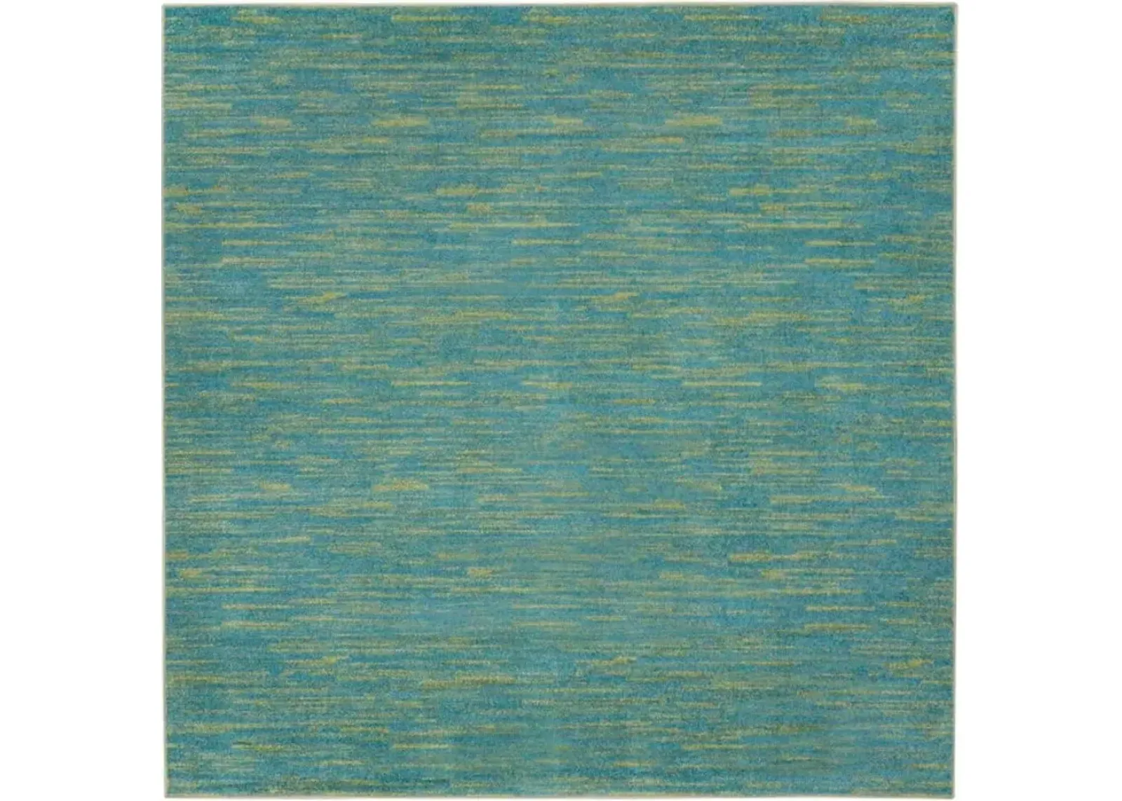 7' X 7' Square Striped Non Skid Indoor / Outdoor Area Rug - Blue / Green