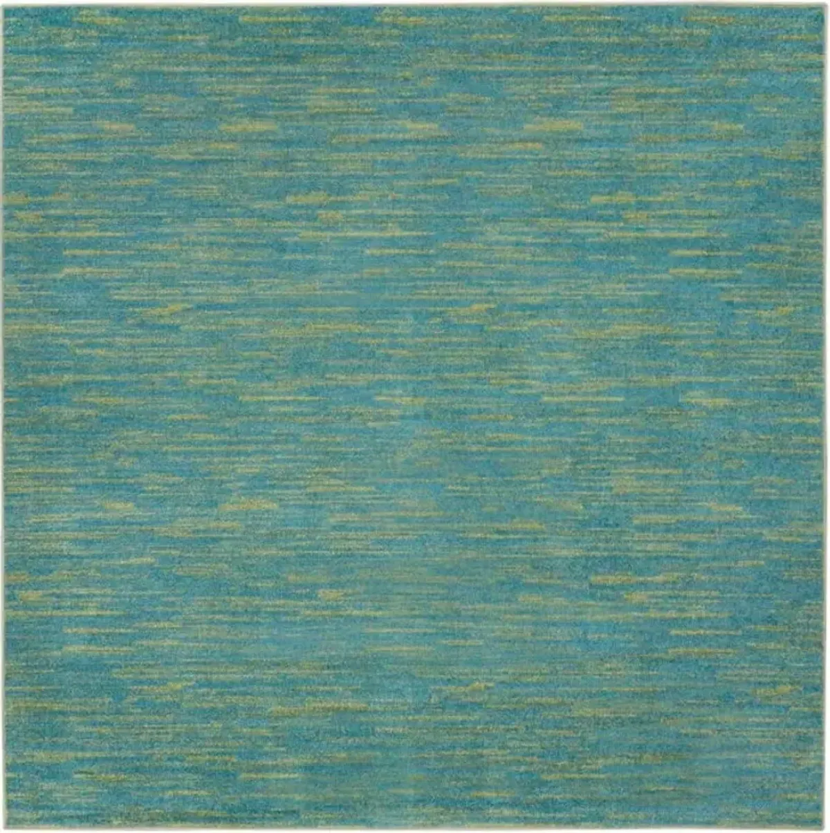 7' X 7' Square Striped Non Skid Indoor / Outdoor Area Rug - Blue / Green