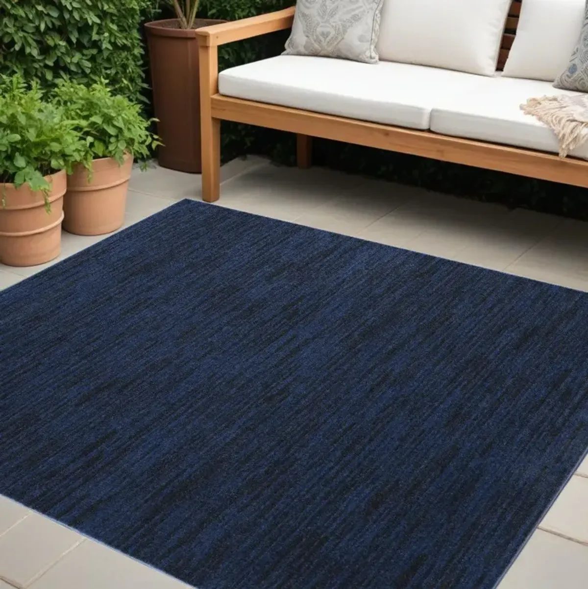 7' Square Indoor / Outdoor Area Rug - Midnight Blue